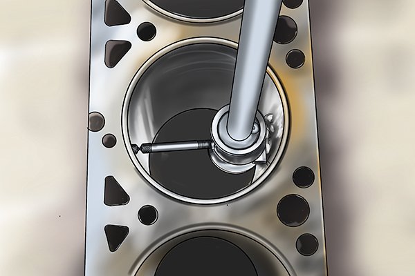 Measuring a cylinder bore with a dial bore gauge