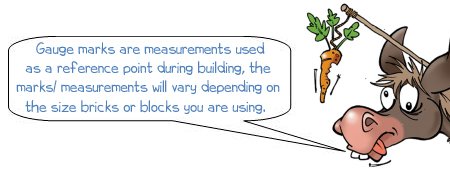  Wonkee Donkee says; Gauge marks are measurements used as a reference point during building, the marks/ measurements will vary depending on the size bricks or blocks you are using. 