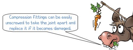 Wonkee Donkee says Compression fittings can be easily unscrewed to take the joint apart and replace it if it becomes damaged.