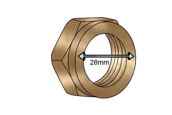 Compression fitting nut size; 29mm