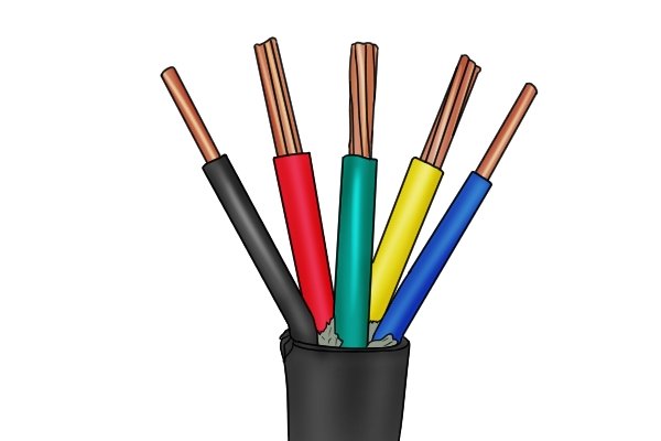 Electrical cables with PVC covering, used because it is strong and flexible as well as being an electrical insulator