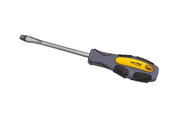 Screwdriver with PVC coated handle to aid comfort and friction