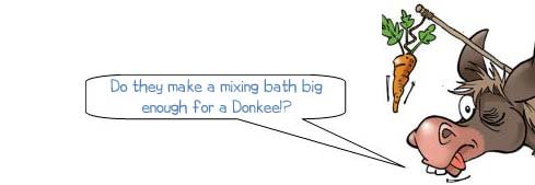 Wonkee Donkee says, "Do they make a mixing bath big enough for a Donkee!?"