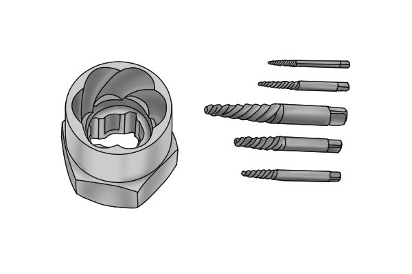 Screw and bolt extractors are made from high carbon steel. Carbon steel is a very common kind of steel and can be found in many different products, including car bodies, kitchen appliances, cans and construction tools. 