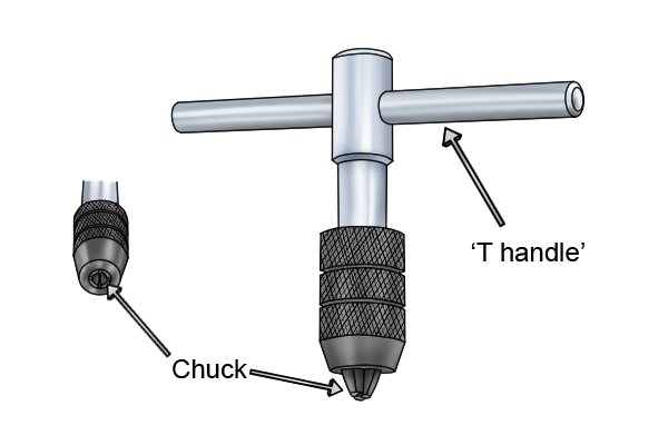 T-handle tap wrenches have a chuck width of: 1.5 - 3 mm 2 - 5 mm 2.5 - 5 mm 4 - 6.8 mm 4.6 - 8 mm 8 - 12 mm