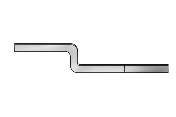 This is how the spring clip looks on a side view. The right side of the clip is screwed to the upper jaw. The left side which is raised fits into the gap on the centre screw. This is known as the retaining ring and holds the loose jaw in alignment when the clamp is being opened or closed.