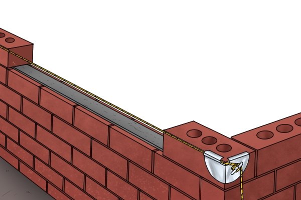 Brick line, mason's line, brick twine, bricklayer's tools, marking out tools, string line, fluorescent, level, plumb, wall, bricklaying, wonkee donkee tools DIY guide, how to use a brick line