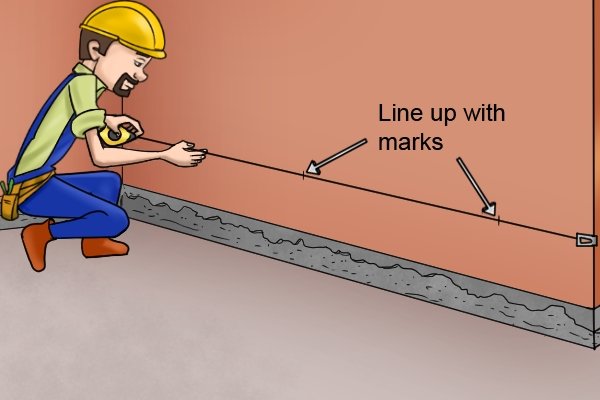 Chalk line, marking a line of chalk, chalk reel, chalk box tool, wonkee donkee tools DIY guide how to use a chalk line