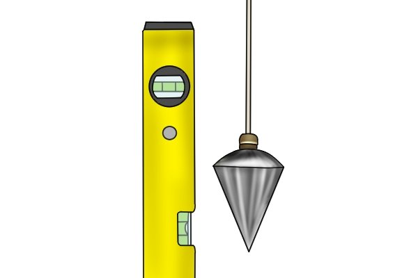 plumb-bob and spirit level, marking tools, wonkee donkee tools DIY guide how to use a plumb bob