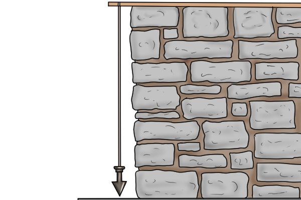 Plumb-bob used in construction of tall buildings Stone plumb bob marking out tool plummet weight string wonkee donkee tools DIY guide how to use a plumb bob