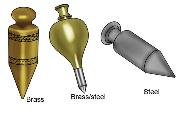 brass steel plumb-bobs, marking tool, plumb bob, wonkee donkee tools DIY guide how to use a plumb bob