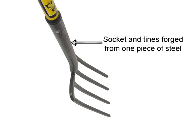 Solid socket means that the blade and tines are forged from one piece of steel and the shaft is held in place with rivets.