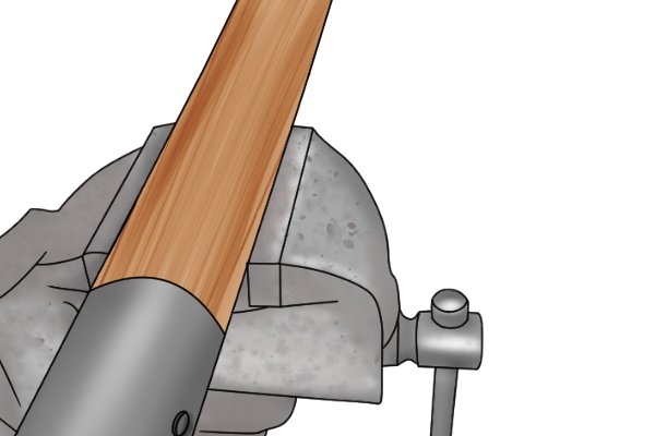 Hold the shovel in place by its socket in a bench vise if you have one