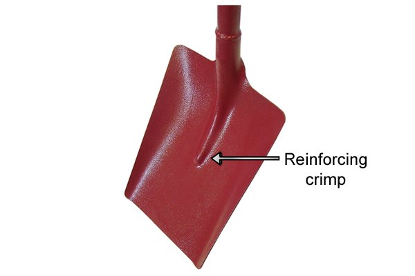 The crimp provides extra strength in an open socket shovel