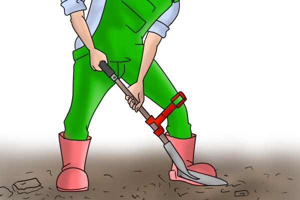 Use a short handled shovel when space is limited