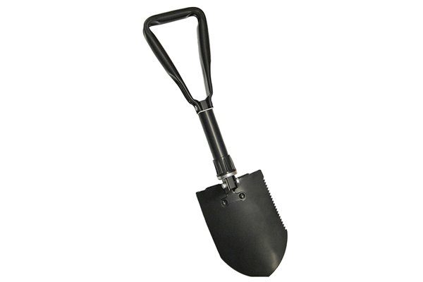 A folding shovel is useful for camping trips or outdoor activities 