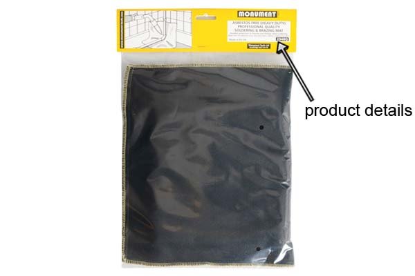 Check the packaging for details about the soldering and brazing mat including asbestos-free disclosure