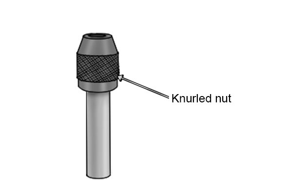 The selected probe is inserted into the body of the wiggler and the knurled nut tightened until the probe is held securely in place. The top of the body is then installed in a collet or drill chuck, and mounted in a milling machine or a drill press.