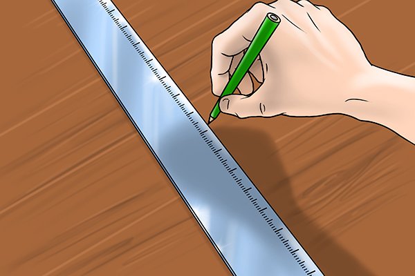 Mark cutting line, drawing cutting line on wood