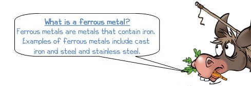 Wonkee Donkee says: 'What is a ferrous metal? Ferrous metals are metals that contain iron. Examples of ferrous metals include cast iron and steel and stainless steel.'