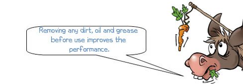 Removing any dirt, oil and grease before use improves the performance.