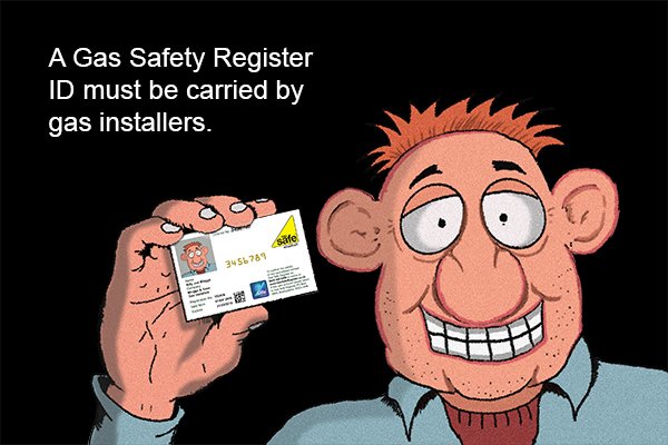 gas safe register card held by plumber