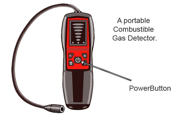 power button on gas detector