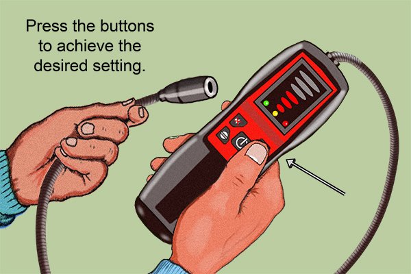 push buttons to set gas detector