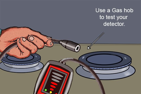 test gas detector next to known gas source