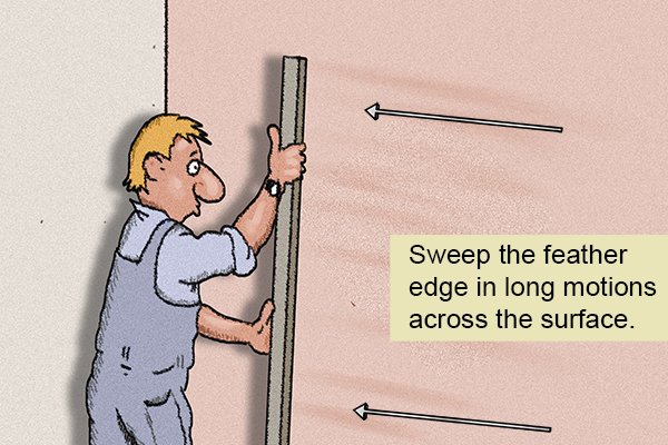 sweep feather edge across wall to smooth plaster
