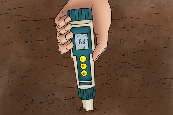 pH meter testing soil
