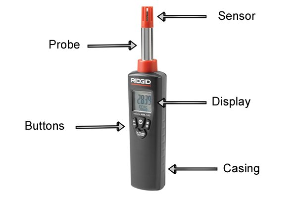 labelled temperature humidity meter parts