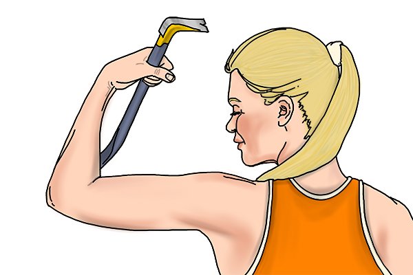 strong woman, athletic woman, pry bar, tool, woman DIY-er,