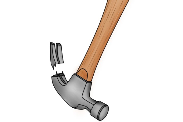 broken claw, claw hammer, broken claw hammer, damaged tool, broken metal tool