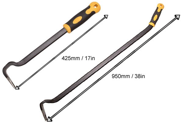 sizes, measurements, roofing crowbar and hammer, gorilla bar,