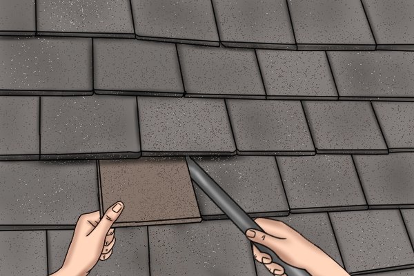 remove nailed tile, how to lift nailed tiles, nailed tiles,