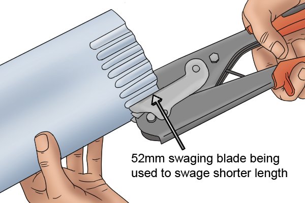 Swaging a shorter pipe length with a long swaging blade swaging shorter pipe length, pipe swaging, swage pipe, how to swage pipe,