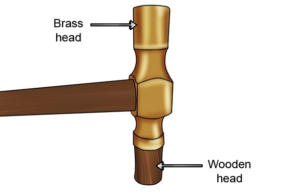 Brass and wooden hammer for plane iron adjustment
