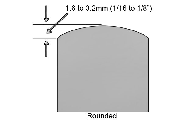 Rounded iron used in scrub planes and sometimes jack planes