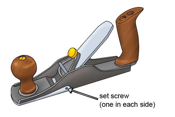 Set screws of a scrub plane
