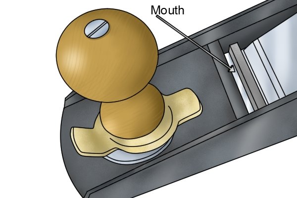 The mouth of a low-angle jack plane
