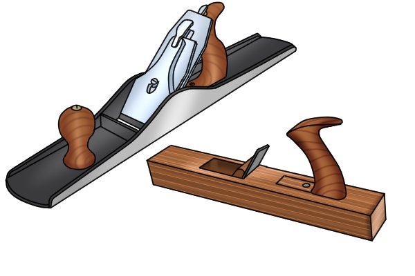 Metal and wooden fore planes