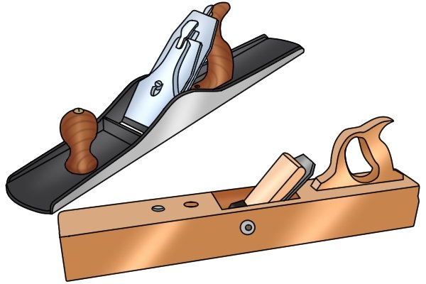 Metal and wooden jointer planes