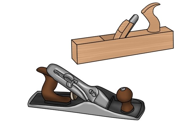 Group of metal and wooden bench planes