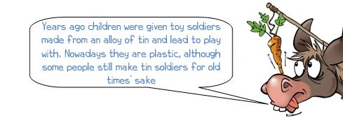 Wonkee Donkee on making toy soldiers from an alloy of tin and lead; lead ladle; molten lead