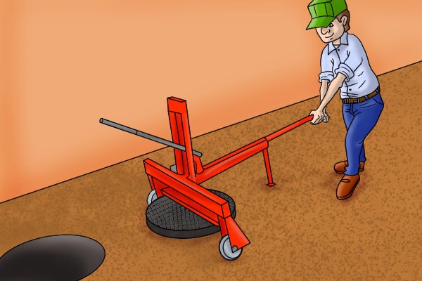 yellow manhole lifter which is heavy duty and does not require any lifting