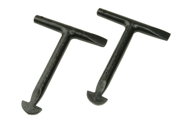 Pair of malleable iron manhole keys:  heavy duty