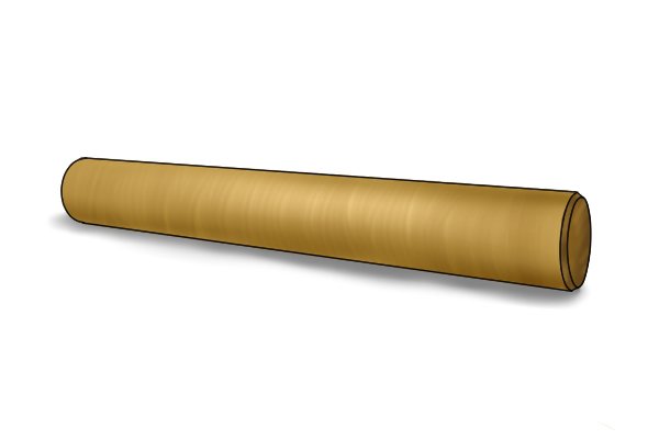A dowel peg with no flutes cut into the side. The DIYer should select a brad point bit that is 1mm wider than the dowel when drilling holes to make a joint with this type of dowel.