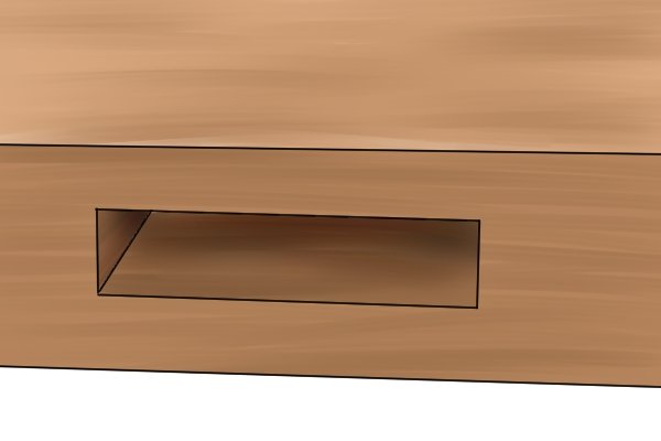 A hollowed out section in a piece of wood that can receive a tenon. This is known as a mortise.