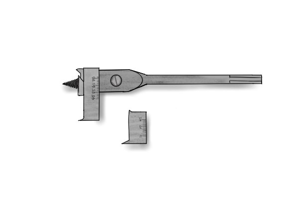 Image of a Clark patent expansive bit with its second outrigger cutter